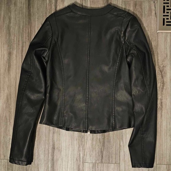 New Woman Design Vegan Leather Zip up Jacket - Picture 2 of 6